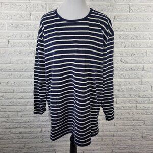 Mountain Lake II Womens 2X Plus Blue White Striped Knit Tunic Top STR201E